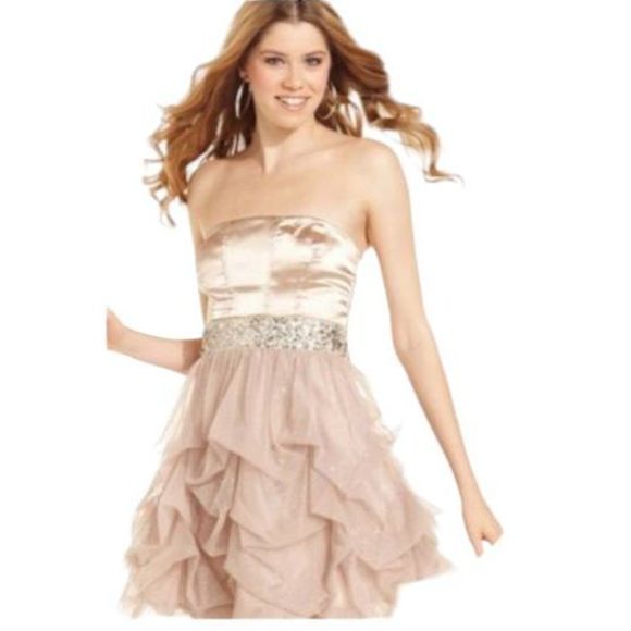 Speechless Dresses & Skirts - Speechless New w Tags Sparkly Gold Tulle Strapless Dress sz 9 New Years Formal D